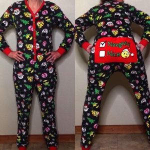 SECRET TREASURES SLEEPWEAR NAUGHTY OR NICE FESTIVE CHRISTMAS ONE PIECE JUMPSUIT